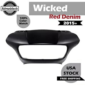 Wicked レッドデニム アウターフェアリング バットウィング カウル 2015+ ハーレー ロード グライド用 Wicked Red Denim Outer Fairing Batwing Cowl For 2015+ Harley Road Glide 【並行輸入品】