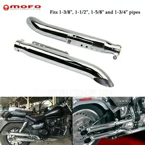 2 個クロームターンアウト排気マフラーハーレースズキ VL 125 800 1500 イントルーダー用 2PCS Chrome Turn Out Exhaust Muffler For Harley Suzuki VL 125 800 1500 Intruder 【並行輸入品】