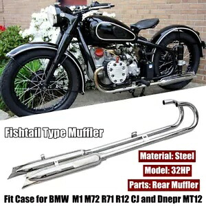 BMW M1 M72 R71 ドニエプル MT12 クロームフィッシュテールマフラー排気管フルシステム For BMW M1 M72 R71 Dnepr MT12 Chrome Fishtail Muffler Exhaust Pipes Full System 【並行輸入品】