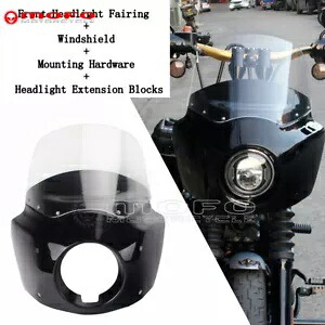 ヘッドライトフェアリング 11インチ クリアフロントガラスマウントキット付き ハーレーダイナ ストリートボブ用 Headlight Fairing w/ 11\