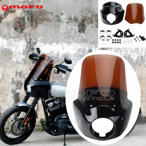 ヘッドライトフェアリング + スモークフロントガラス + ヘッドライト延長ブロックハーレー 06-17 Headlight Fairing + Smoke Windshield+ Headligh Extension Blocks For Harley 06-17 【並行輸入品】