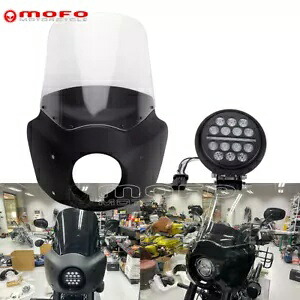 マットブラックフロントフェアリング + 15 インチクリアフロントガラス + 5.75 インチ LED ヘッドライトハーレー用 Matte Black Front Fairing +15" Clear Windshield +5.75'' LED Headlight For Harley 【並行輸入品】｜カスタムパーツ WORLD倉庫