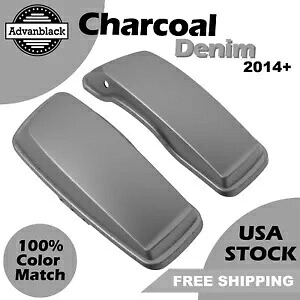 チャコールデニム ノーマルストレッチサドルバッグ蓋 14 歳以上のハーレーストリート ロードグライドに適合 Charcoal Denim Normal Stretched Saddlebag Lids Fits 14+ Harley Street Road Glide 【並行輸入品】