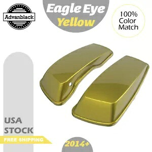 Advanblack イーグルアイ イエロー ノーマル ストレッチ サドルバッグ蓋 ハーレー 14+ に適合 Advanblack Eagle Eye Yellow Normal Stretched Saddlebag Lids Fits for Harley 14+ 【並行輸入品】
