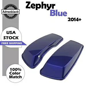 Zephyr ブルー ノーマル ストレッチ サドルバッグ蓋はハーレー ストリート ロード エレクトラ 14+ に適合 Zephyr Blue Normal Stretched Saddlebag Lids Fits Harley Street Road Electra 14+ 【並行輸入品】