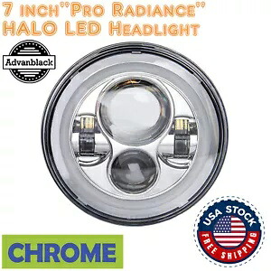 7 インチ クローム プロ ラディアンス HALO LED ヘッドライト ハーレー ツーリング/ソフテイル/インディアン用 7 inch Chrome Pro Radiance HALO LED Headlight For Harley Tourings/Softail/Indian 【並行輸入品】