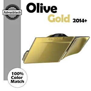 オリーブゴールド ストレッチ サドルバッグ サイド カバー 2014 年以降のハーレー ツーリングに適合 Olive Gold Stretched Saddlebag Side Covers Fits 2014+ Harley Touring 【並行輸入品】