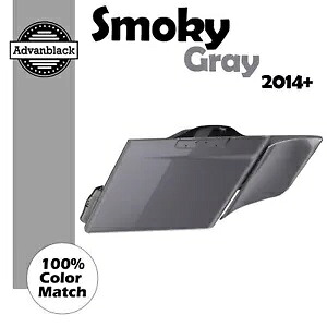 スモーキーグレーのストレッチサドルバッグサイドカバーは 2014 年以降のハーレーツーリングに適合します Smoky Gray Stretched Saddlebag Side Covers Fits 2014+ Harley Touring 【並行輸入品】