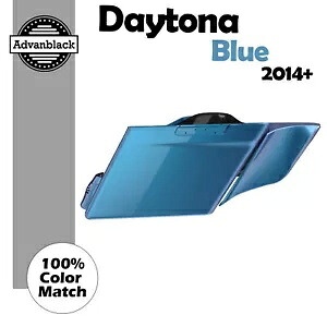 デイトナ ブルー ストレッチ サドルバッグ サイド カバー 2014 年以降のハーレー ツーリングに適合 Daytona Blue Stretched Saddlebag Side Covers Fits 2014+ Harley Touring 【並行輸入品】