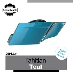 タヒチアン ティール ストレッチ サドルバッグ サイド カバー 2014 年以降のハーレー ツーリングに適合 Tahitian Teal Stretched Saddlebag Side Covers Fits 2014+ Harley Touring 【並行輸入品】