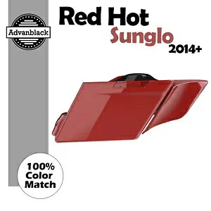 Red Hot Sunglo ストレッチサドルバッグサイドカバー 2014 年以降のハーレーツーリングに適合 Red Hot Sunglo Stretched Saddlebag Side Covers Fits 2014+ Harley Touring 【並行輸入品】