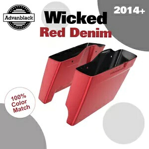 2-1 WICKED RED DENIM 拡張バッグ ストレッチサドルバッグ 14+ ハーレーツーリング用 2-1 WICKED RED DENIM Extended Bag Stretched Saddlebag For 14+ Harley Touring 【並行輸入品】