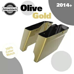 2 in 1 オリーブゴールド拡張バッグ ストレッチサドルバッグ 14+ ハーレーツーリング用 2 into 1 OLIVE GOLD Extended Bag Stretched Saddlebag For 14+ Harley Touring 【並行輸入品】