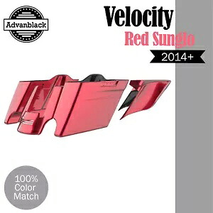 Velocity レッド Sunglo ストレッチサドルバッグ拡張バッグサイドカバーハーレー 14+ Velocity Red Sunglo Stretched Saddlebag Extended Bag Side Covers For Harley 14+ 【並行輸入品】