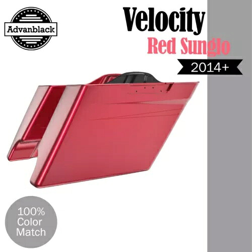 Velocity Red Sunglo 拡張バッグ ストレッチサドルバッグ ピンストライプ ハーレー 2014+ Velocity Red Sunglo Extended Bags Stretched Saddlebag Pinstripe For Harley 2014+ 【並行輸入品】｜カスタムパーツ WORLD倉庫
