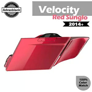 Velocity Red Sunglo 2 into 1 ストレッチサドルバッグサイドカバー ハーレー 14+用 Velocity Red Sunglo 2 into 1 Stretched Saddlebag Side Covers For Harley 14+ 【並行輸入品】｜カスタムパーツ WORLD倉庫