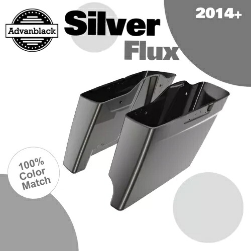 2 in 1 SILVER FLUX 拡張バッグ ストレッチサドルバッグ 14+ ハーレーツーリング用 2 into 1 SILVER FLUX Extended Bag Stretched Saddlebag For 14+ Harley Touring 【並行輸入品】