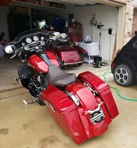 Ember Red Sunglo 拡張サドルバッグ デュアル アンカット リアフェンダー 93-13 ハーレー用 Ember Red Sunglo Extended Saddlebags Dual Uncut Rear Fender For 93-13 Harley 【並行輸入品】