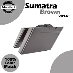 2014年以降のハーレーツーリングに適合 スマトラブラウン アドバンブラック カットアウトなし ストレッチサドルバッグ Fits 2014+ Harley Touring SUMATRA BROWN Advanblack No Cutout Stretched Saddlebag 【並行輸入品】