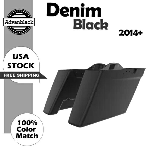 デニムブラック デュアル アンカット/ノーカットアウト 拡張サドルバッグ ハーレー ツーリング 2014+用 Denim Black Dual Uncut/No Cutout Extended Saddlebags For Harley Touring 2014+ 【並行輸入品】｜カスタムパーツ WORLD倉庫