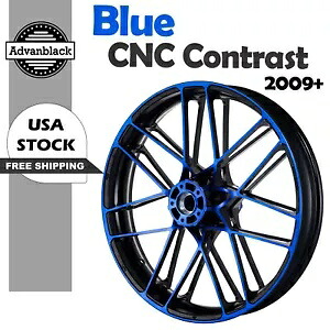 洗練されたダブルスポークホイール 21 インチ ブルー CNC コントラストフロントホイール 09+ ハーレーに適合 Sleek Double-Spoke Wheel 21 inch Blue CNC Contrast Front Wheels Fits 09+ Halrey 【並行輸入品】|カスタムパーツ WORLD倉庫