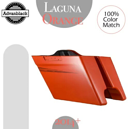 ラグナオレンジ ストレッチサドルバッグ ピンストライプ リアフェンダー 14 歳以上のハーレーに適合 Laguna Orange Stretched Saddlebags Pinstripes Rear Fender Fits 14+ Harley 【並行輸入品】｜カスタムパーツ WORLD倉庫