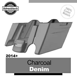 チャコールデニム ストレッチサドルバッグ ピンストライプ リアフェンダー 14 歳以上のハーレーに適合 Charcoal Denim Stretched Saddlebags Pinstripes Rear Fender Fits 14+ Harley 【並行輸入品】