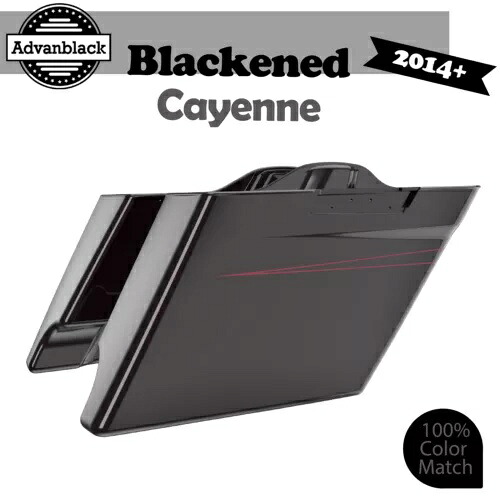 黒くなったカイエン拡張サドルバッグボトムスピンストライプハーレーツーリング 14-20 Blackened Cayenne Extended Saddlebag Bottoms Pinstripe For Harley Touring 14-20 【並行輸入品】