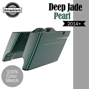 ディープジェイドパール拡張ストレッチサドルバッグピンストライプハーレーツーリング14+に適合 Deep Jade Pearl Extended Stretched Saddlebag Pinstripes Fits Harley Touring 14+ 【並行輸入品】|カスタムパーツ WORLD倉庫