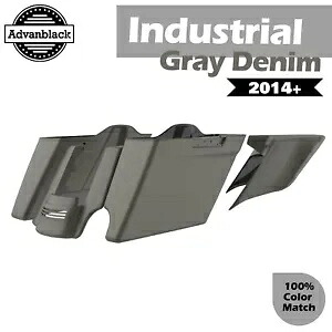 インダストリアルグレーデニム 2 in 1 拡張ストレッチサドルバッグフィットハーレーツーリング Industrial Gray Denim 2 into 1 Extended Stretched Saddlebags FitHarley Touring 【並行輸入品】