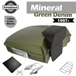 ミネラルグリーンデニムレイザーツアーパックパックトランクはハーレーFLHR FLHXS FLTRX 1997+に適合 Mineral Green Denim Razor Tour Pak Pack Trunk Fits Harley FLHR FLHXS FLTRX 1997+ 【並行輸入品】