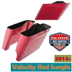 2-1 ベロシティ レッド Sunglo 拡張バッグ ストレッチサドルバッグ ピンストライプ ハーレー用 2-1 Velocity Red Sunglo Extended Bag Stretched Saddlebag Pinstripes For Harley 【並行輸入品】