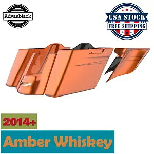 アンバー ウイスキー デュアル アンカット 拡張ストレッチ サドルバッグ ピンストライプ ハーレー 14+ に適合 Amber Whiskey Dual Uncut Extended Stretched Saddlebags Pinstripe Fits Harley 14+ 【並行輸入品】
