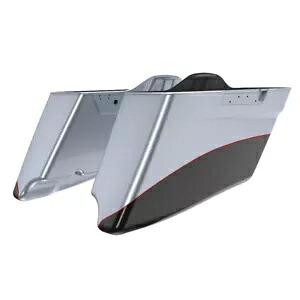 ブリリアントシルバー/ビビッドブラック 2トーン CVO ハーレー用拡張ストレッチサドルバッグ Brilliant Silver/Vivid Black 2-Tone CVO Extended Stretched Saddlebag For Harley 【並行輸入品】