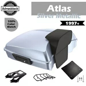 Advanblack アトラス シルバー メタリック レイザー ツアー パック Pak トランク ラゲッジ ハーレーに適合 Advanblack Atlas Silver Metallic Razor Tour Pack Pak Trunk Luggage Fits Harley 【並行輸入品】