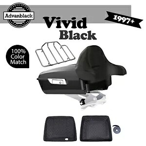 ビビッドブラックチョップドツアーパックラップアラウンドバックレスト 97-20 ハーレーツーリング用 Vivid Black Chopped Tour Pak Wrap-Around Backrest For 97-20 Harley Touring 【並行輸入品】