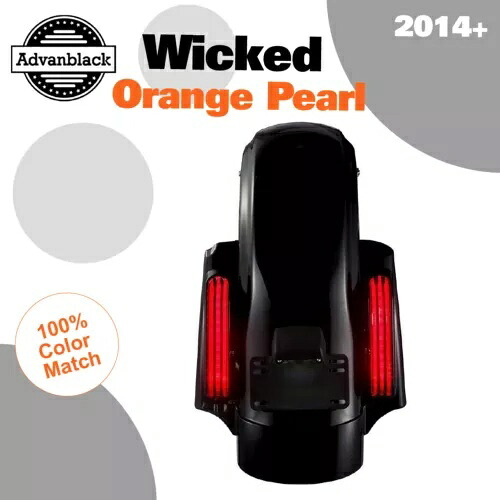 Advanblack ウィキッド オレンジ パール CVO リアフェンダー システム ハーレー ツーリング 2014+ に適合 Advanblack Wicked Orange Pearl CVO Rear Fender System Fits Harley Touring 2014+ 【並行輸入品】