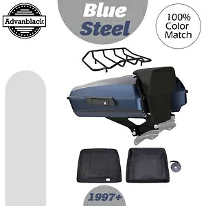 Advanblack ブルー スチール レイザー ツアー パック Pak トランク ラゲッジ ハーレー ツーリング 14 歳以上に適合 Advanblack Blue Steel Razor Tour Pack Pak Trunk Luggage Fits Harley Touring 14+ 【並行輸入品】