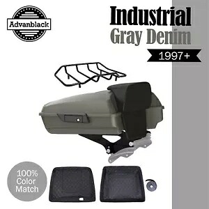 インダストリアル グレー デニム レイザー ツアー パック トランク ラゲッジ 97+ ハーレー ツーリング用 Industrial Gray Denim Razor Tour Pack Trunk Luggage For 97+ Harley Touring 【並行輸入品】｜カスタムパーツ WORLD倉庫