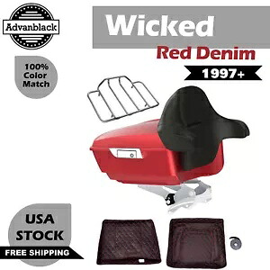 ウィキッド レッド デニム キング ツアー パック ラップ アラウンド バックレスト ハーレーダビッドソン 1997+用 Wicked Red Denim King Tour Pack Wrap Around Backrest For Harley Davidson 1997+ 【並行輸入品】