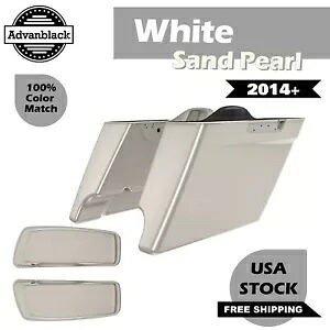 ホワイトサンドパール 4.5インチ ストレッチ拡張サドルバッグ蓋 2014年以降ハーレー用 White Sand Pearl 4.5\