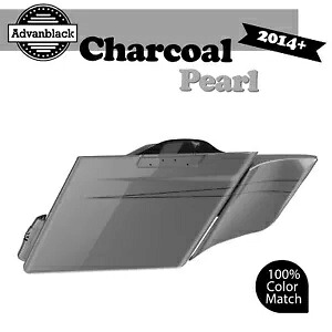 デュアルノーカットチャコールパールストレッチサドルバッグサイドカバーピンストライプハーレー用 Dual Uncut Charcoal Pearl Stretched Saddlebag Side Covers Pinstripes For Harley 【並行輸入品】｜カスタムパーツ WORLD倉庫