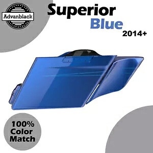 デュアル ノーカット スーペリア ブルー ストレッチ サドルバッグ サイド カバー ピンストライプ ハーレー用 Dual Uncut Superior Blue Stretched Saddlebag Side Covers Pinstripes For Harley 【並行輸入品】