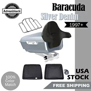 バラクーダ シルバー デニム キング ツアー パック パック ハーレー ストリート ロード グライド 1997+ Barracuda Silver Denim King Tour Pack Pak For Harley Street Road Glide 1997+ 【並行輸入品】