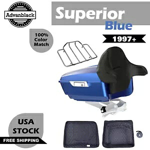 スーペリア ブルー キング ツアー パック ラップアラウンド バックレスト 97 歳以上 ハーレー用 Advanblack Superior Blue King Tour Pak Wrap Around Backrest For 97+ Harley by Advanblack 【並行輸入品】｜カスタムパーツ WORLD倉庫