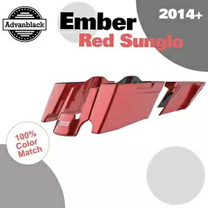 Ember Red Sunglo CVO ハーレーツーリング用テーパードエクステンデッドストレッチサドルバッグ Ember Red Sunglo CVO Tapered Extended Stretched Saddlebags For Harley Touring 【並行輸入品】