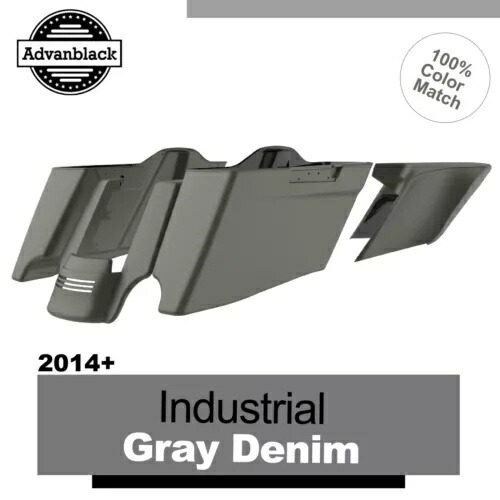 インダストリアルグレーデニム CVO テーパード拡張ストレッチサドルバッグ ハーレー 14+ 用 Industrial Gray Denim CVO Tapered Extended Stretched Saddlebags For Harley 14+ 【並行輸入品】