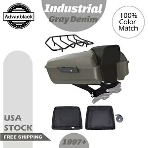 インダストリアルグレーデニムチョップドツアーパックバックレストパッドブラックラッチハーレー97+用 Industrial Gray Denim Chopped Tour Pack Backrest Pad Black Latch For Harley 97+ 【並行輸入品】