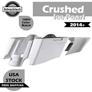 クラッシュアイスパール CVO テーパードエクステンデッドストレッチサドルバッグ ハーレー 2014+用 Crushed Ice Pearl CVO Tapered Extended Stretched Saddlebags For Harley 2014+ 【並行輸入品】｜カスタムパーツ WORLD倉庫