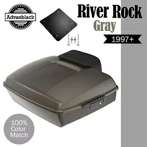River Rock グレー Rushmore チョップド ツアー パック パック ハーレー ツーリング/ソフテイル 97+ に適合 River Rock Gray Rushmore Chopped Tour Pak Pack Fits Harley Touring/Softail 97+ 【並行輸入品】